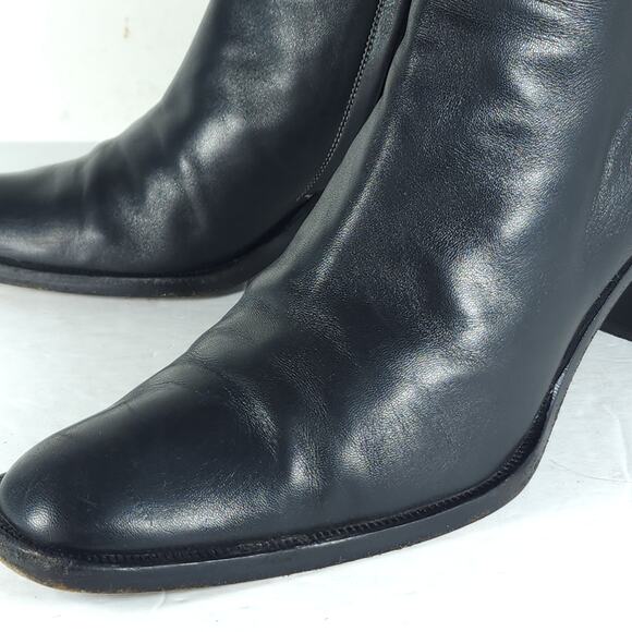 Gucci Women's US7-7,5C EU38 Black Leather Side Zipper Heeld Square Toe Boots - Picture 15 of 16